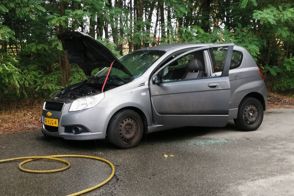 Geparkeerde auto vat vlam