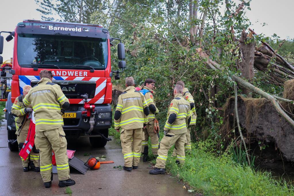 Afgebroken boom verspert fietspad