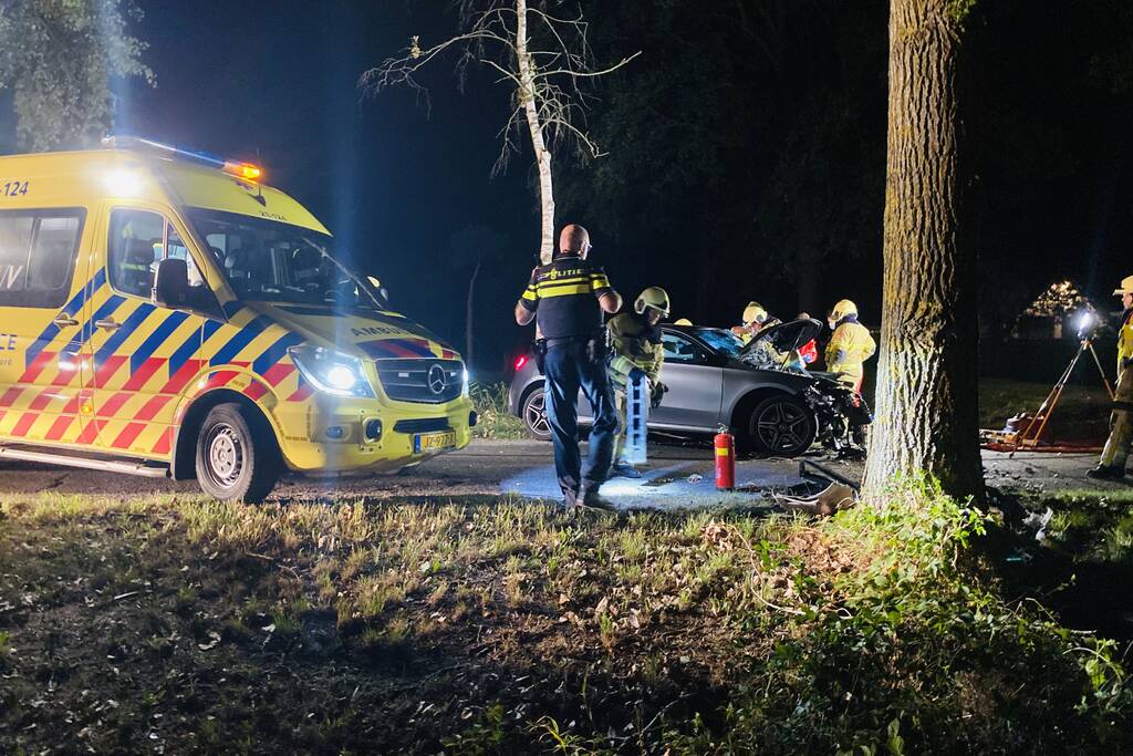 Bestuurder zwaargewond na crash tegen boom
