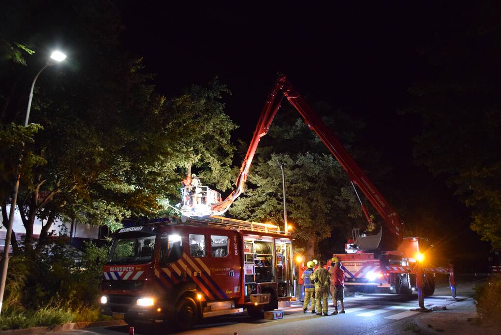 Boom valt op aanbouw van woning
