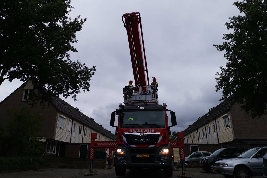 Gevaarlijk hangende tak bungelt boven speeltuin