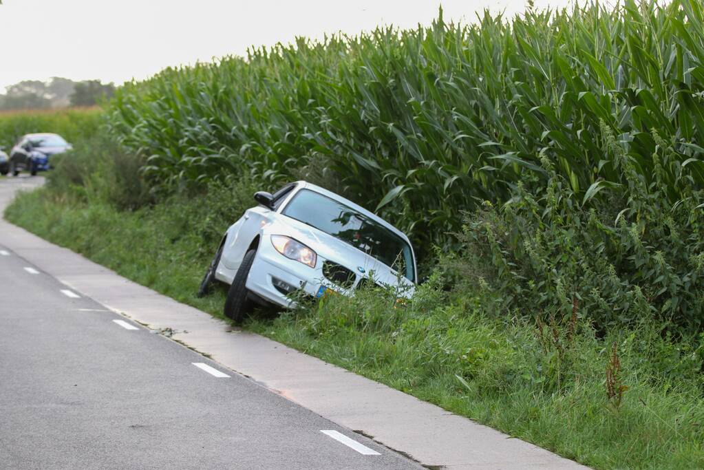 Auto vliegt uit de bocht en belandt in sloot