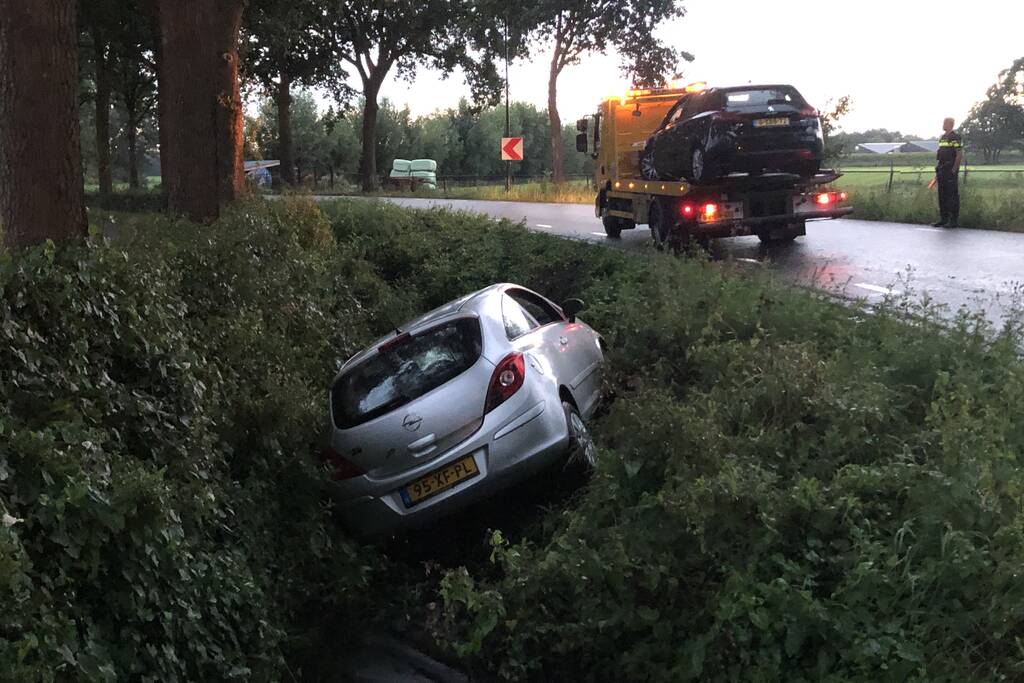 Auto raakt van de weg en belandt in sloot