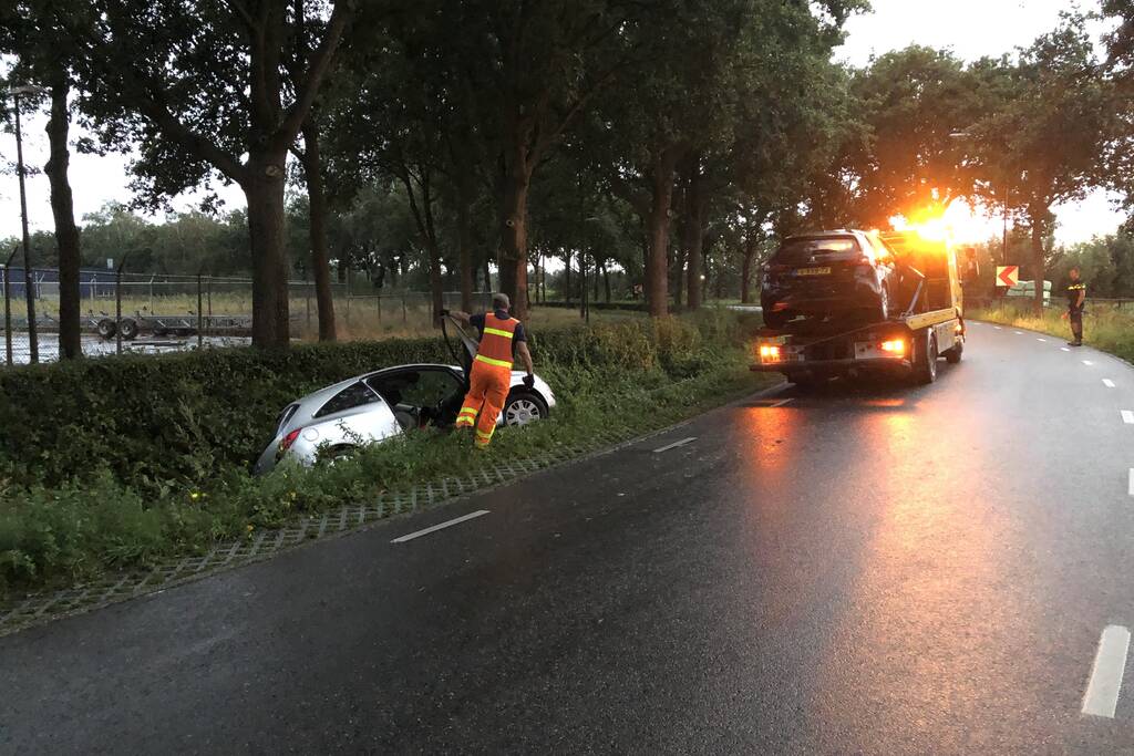 Auto raakt van de weg en belandt in sloot