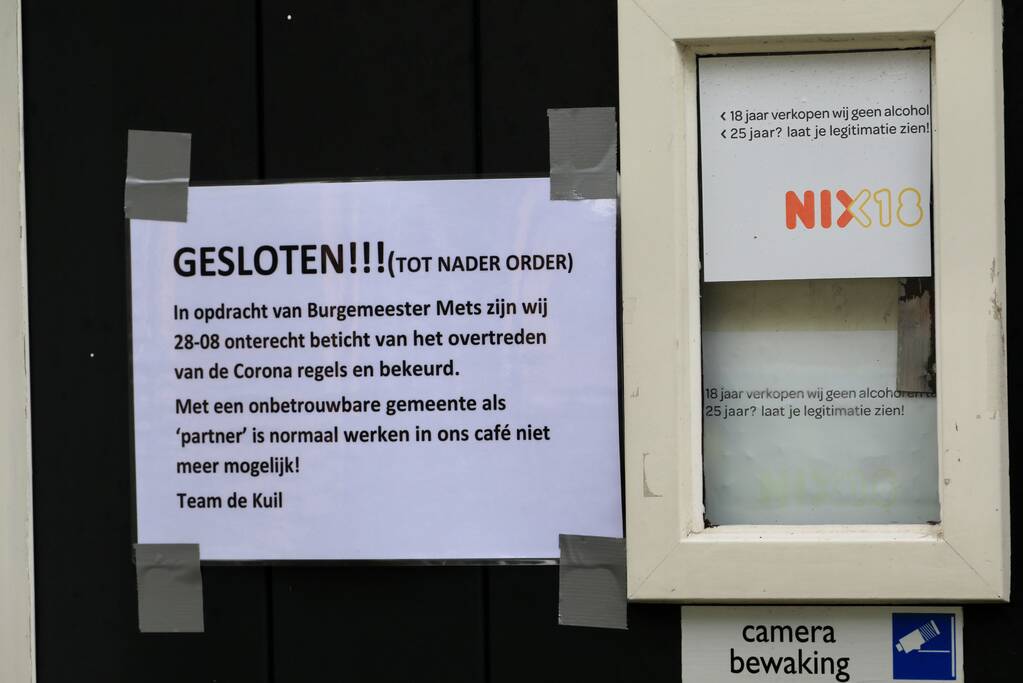 Café De Kuil gesloten na overtreding coronaregels