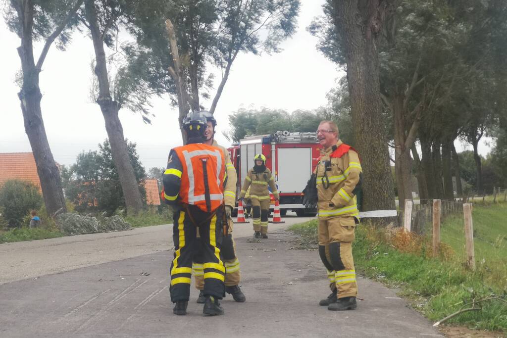 Brandweer verwijderd loshangende takken