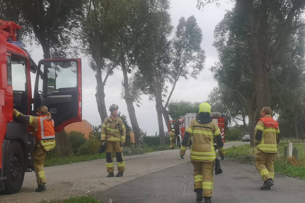 Brandweer verwijderd loshangende takken