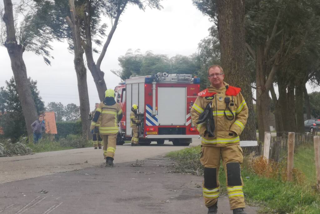 Brandweer verwijderd loshangende takken