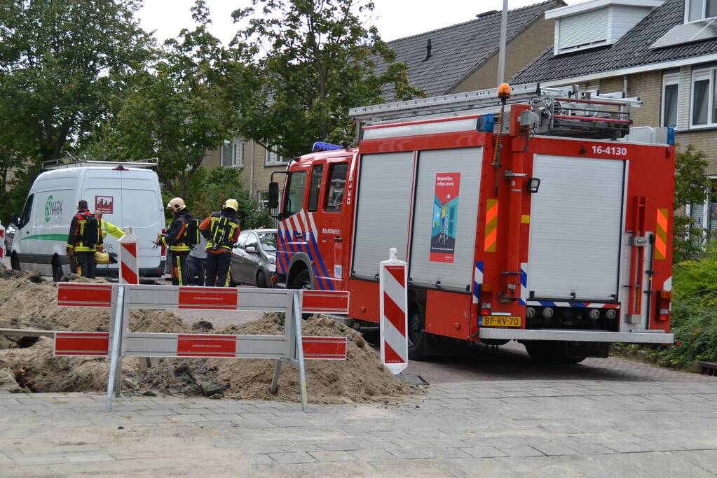 Gasleiding geraakt door graafwerkzaamheden
