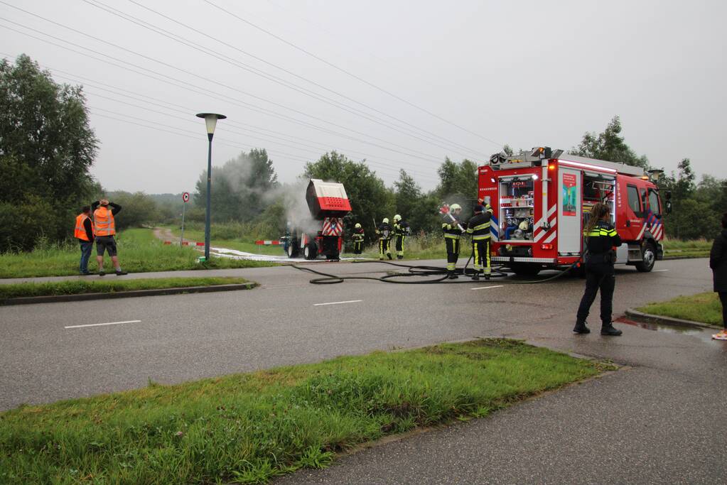 Grasmaaier vliegt in brand