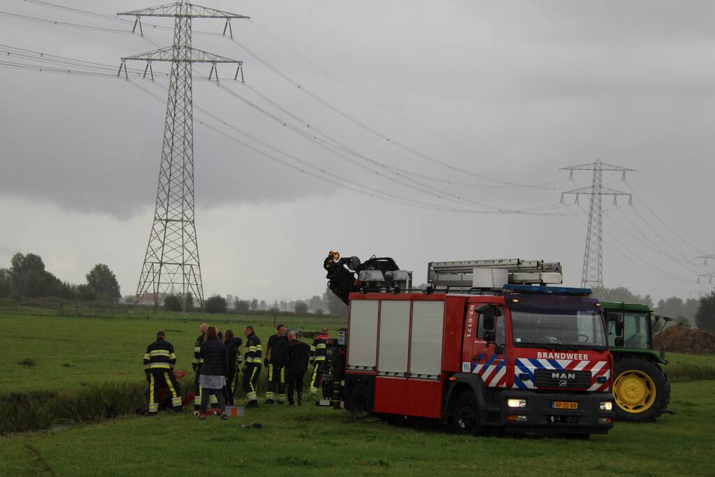 Paard vast in sloot, brandweer bevrijdt het dier