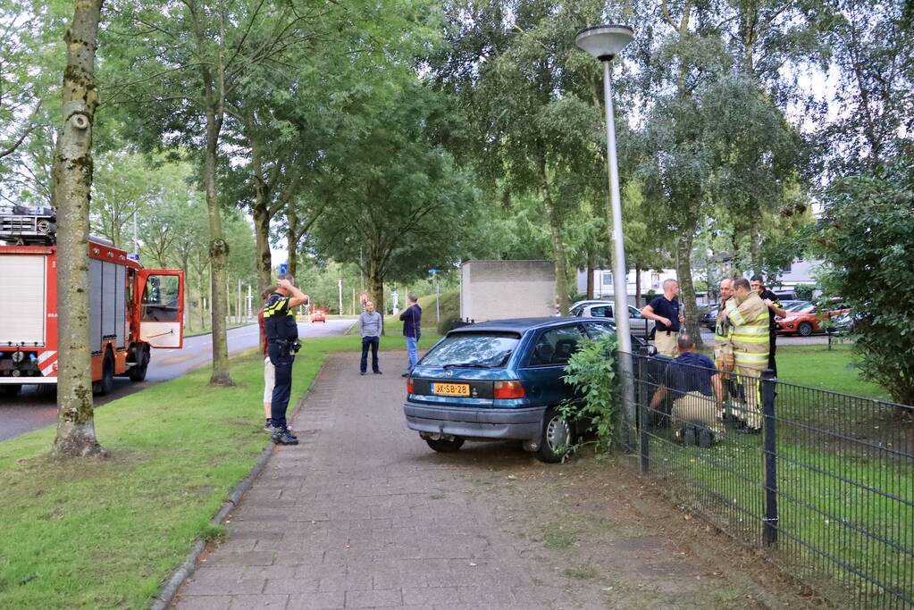 Auto ramt hekwerk hondenuitlaatplek