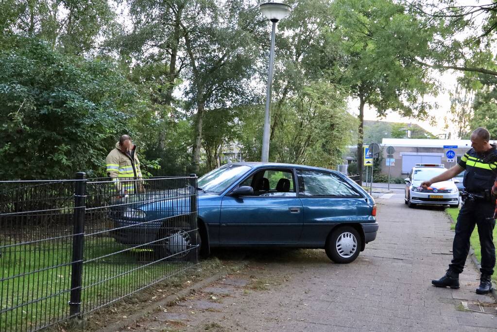 Auto ramt hekwerk hondenuitlaatplek