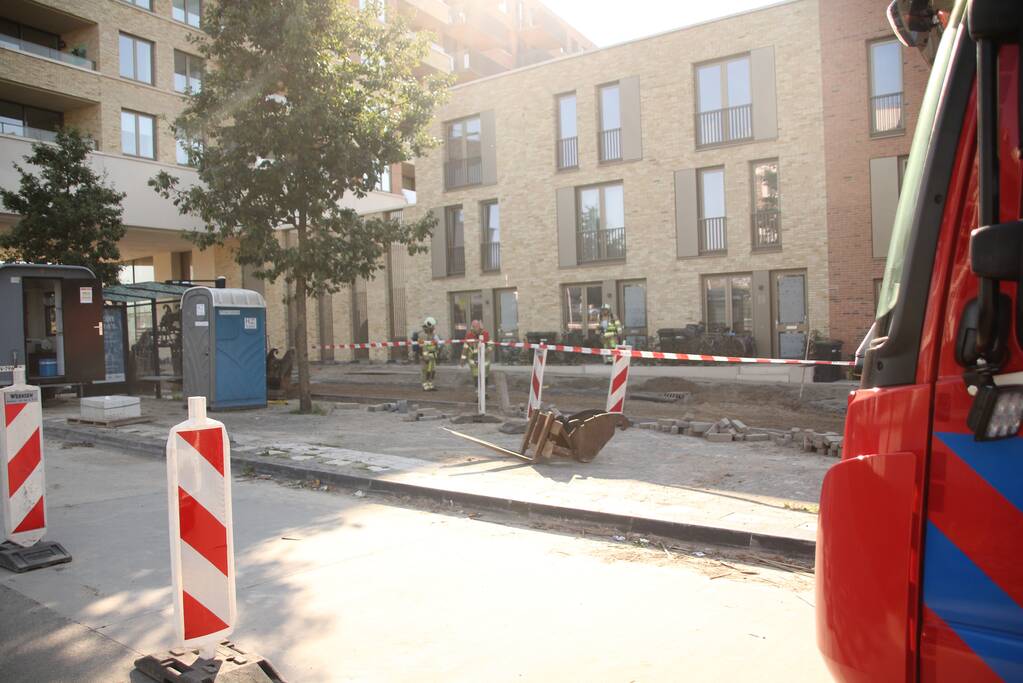 Gaslek ontstaan tijdens bestratingswerkzaamheden