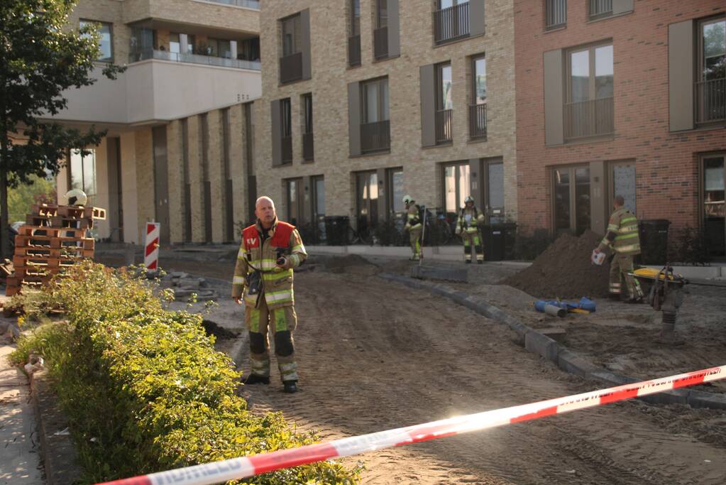 Gaslek ontstaan tijdens bestratingswerkzaamheden