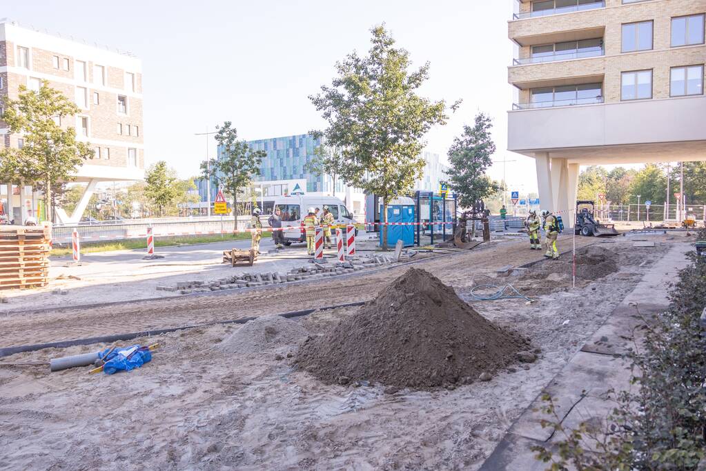 Gaslek ontstaan tijdens bestratingswerkzaamheden