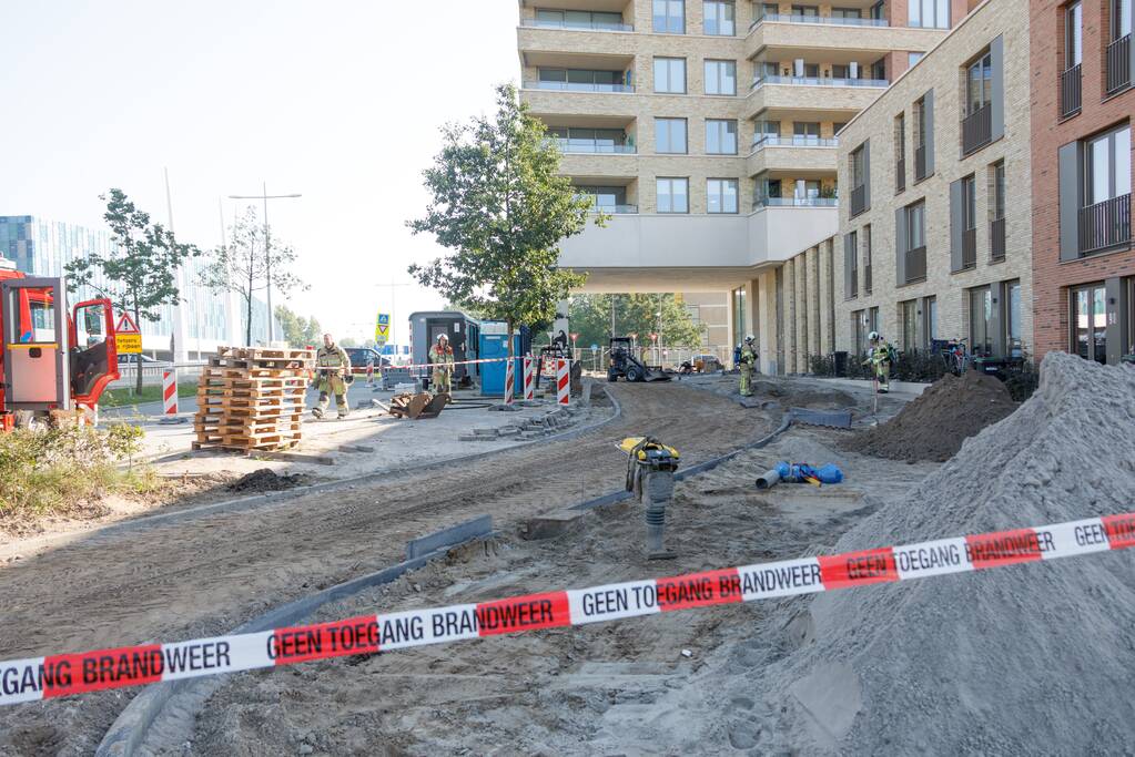 Gaslek ontstaan tijdens bestratingswerkzaamheden