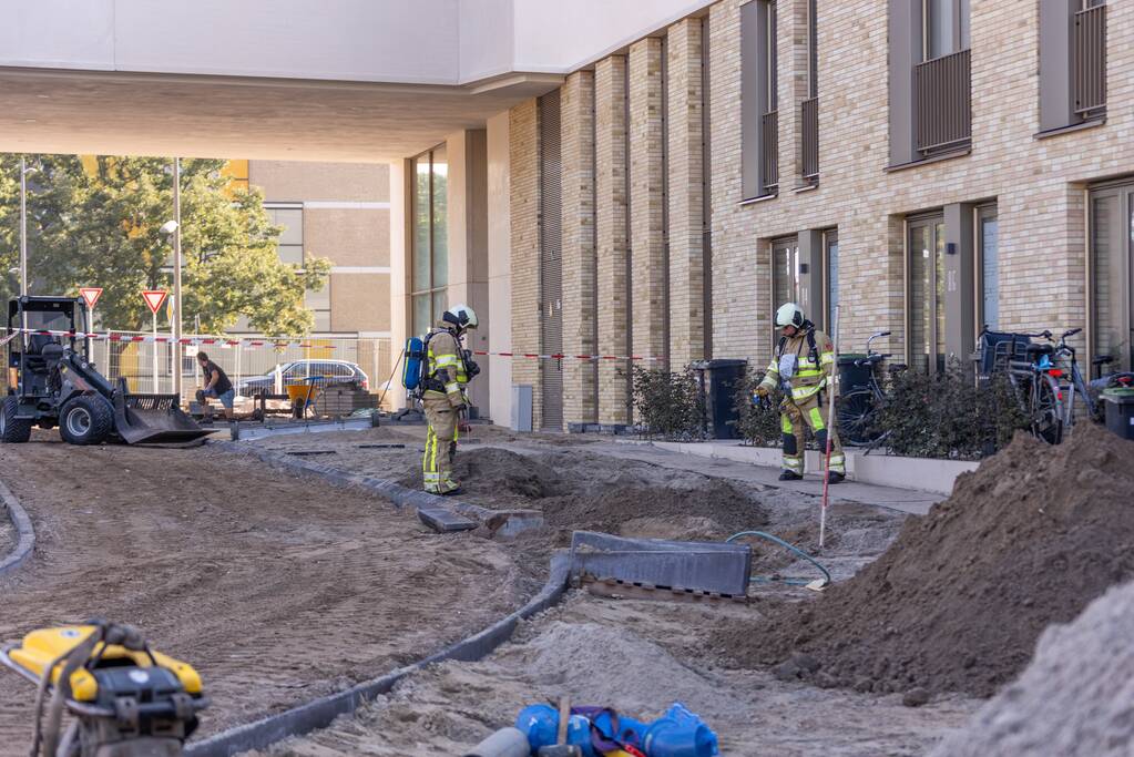 Gaslek ontstaan tijdens bestratingswerkzaamheden