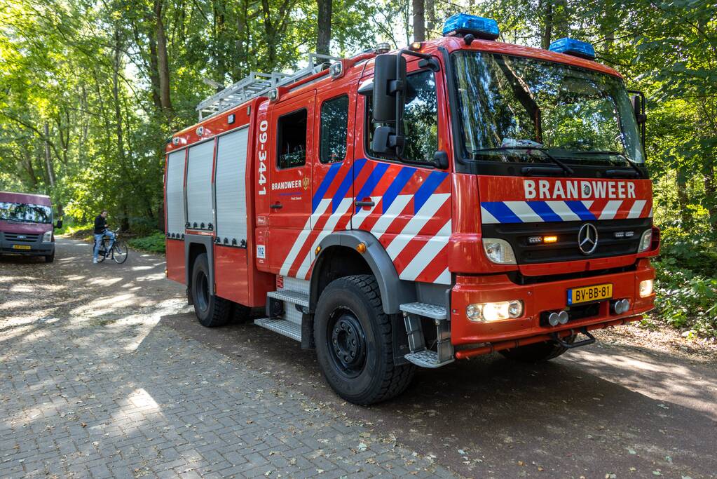 Brandweer blust brand met pionnen