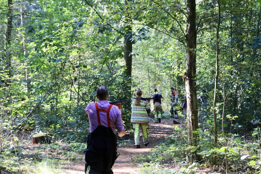 Brandweer blust brand met pionnen