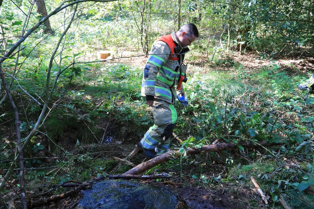 Brandweer blust brand met pionnen