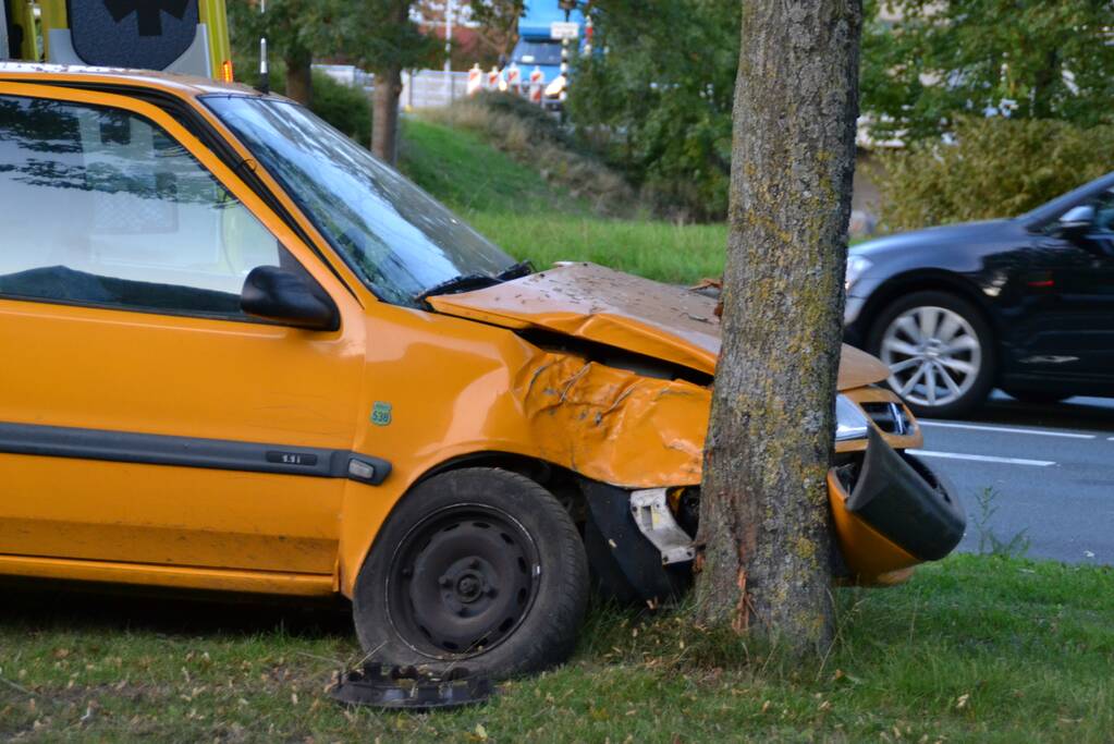 Twee personen gewond na botsing tegen boom