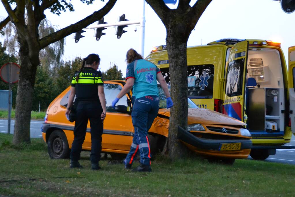Twee personen gewond na botsing tegen boom