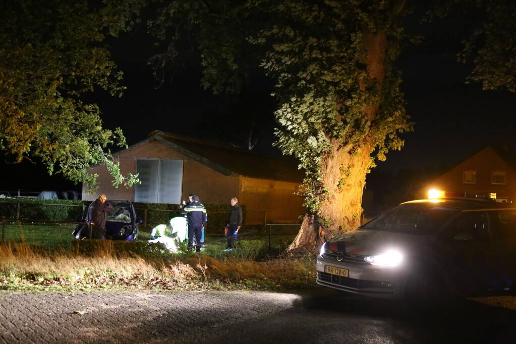 Automobilist verliest macht over het stuur en raakt boom