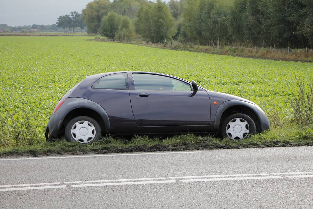 Auto raakt van de weg en belandt in de sloot