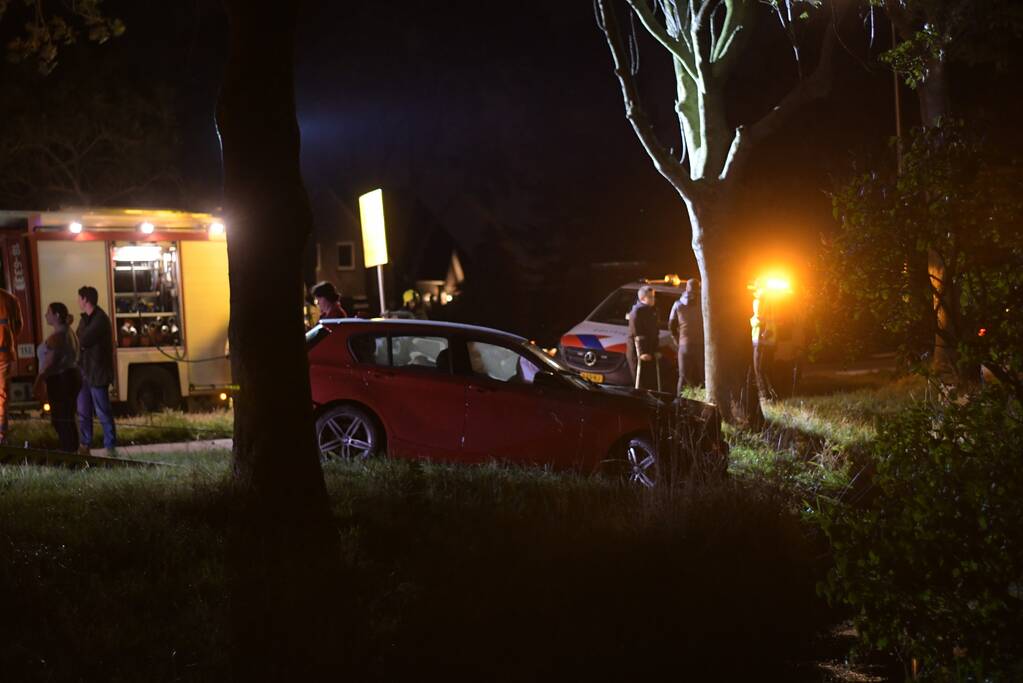 Automobilist verliest macht over het stuur en raakt boom