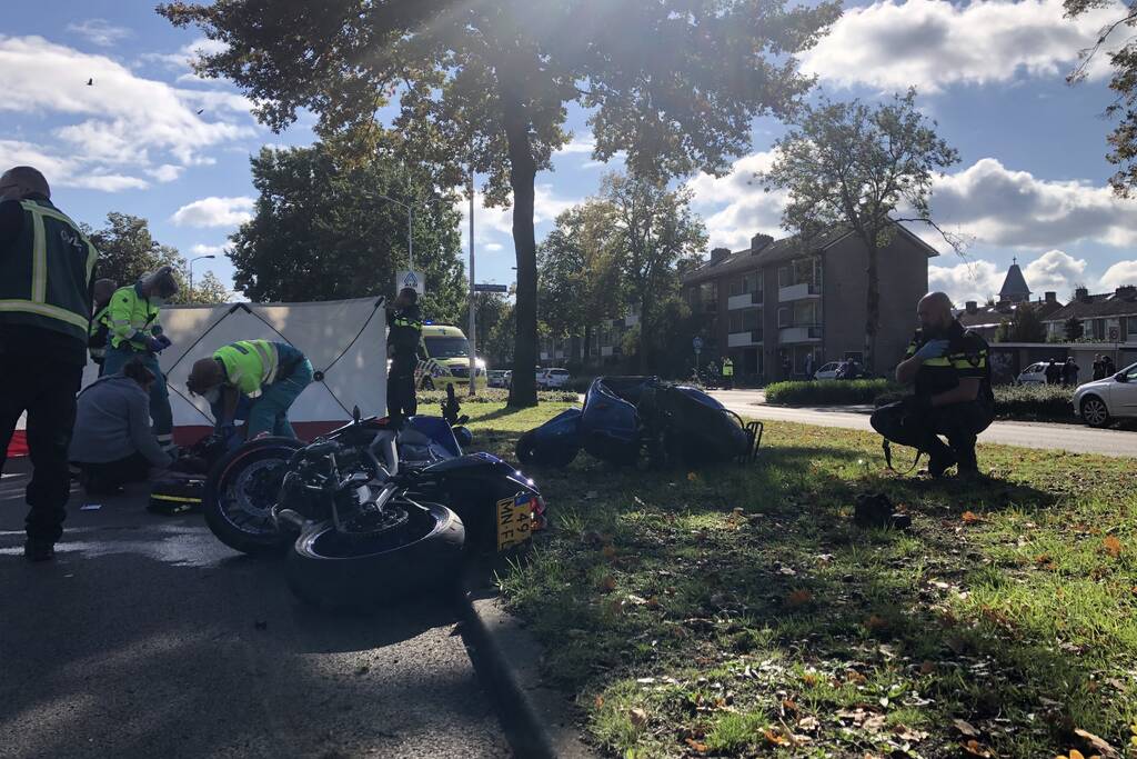 Ernstig ongeval tussen motor en motorscooter