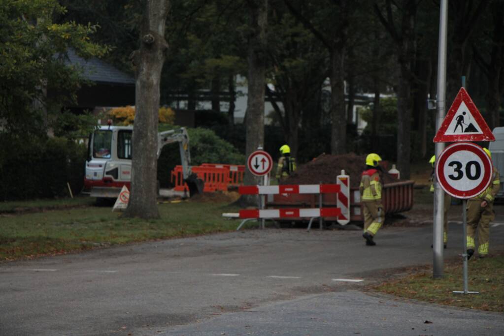 Gasleiding geraakt bij graafwerkzaamheden
