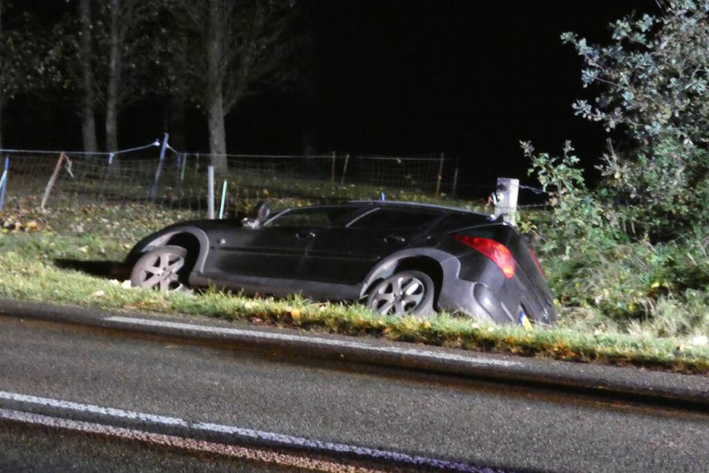 Auto belandt in greppel, bestuurder gevlucht