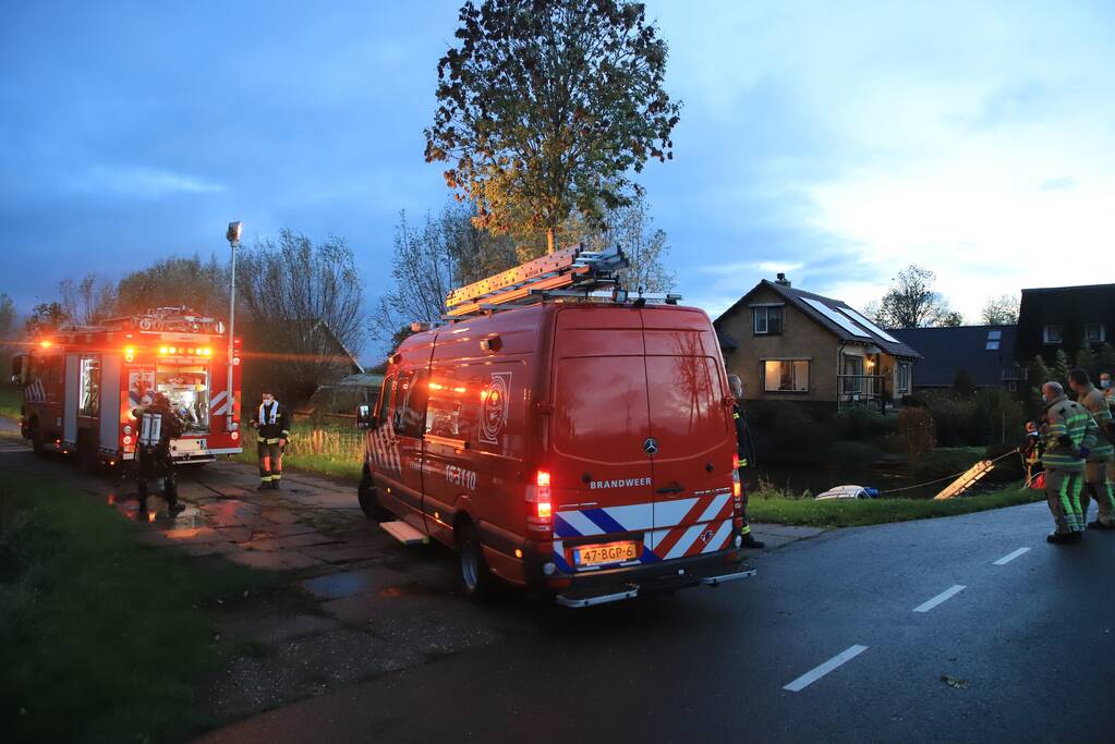 Automobiliste raakt van de weg belandt te water