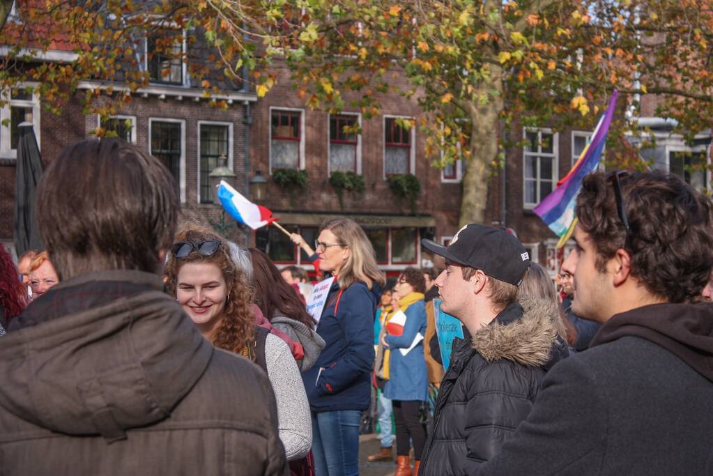 Demonstratie voor de vrijheid bij Onze Lieve Vrouwetoren