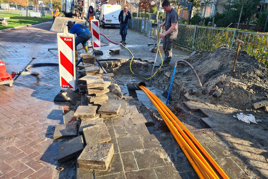 Waterleiding beschadigd door boorwerkzaamheden