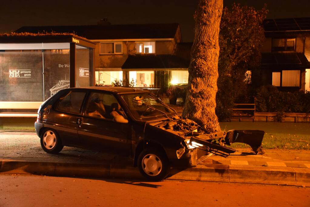 Auto vliegt uit de bocht en raakt lantaarnpaal