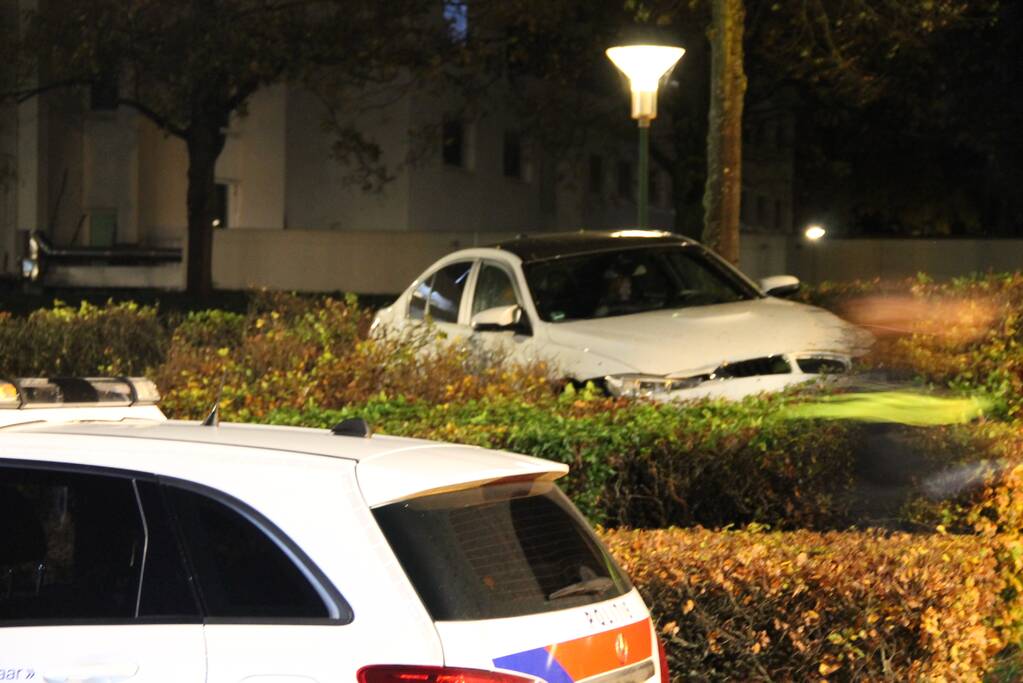 Automobilist verliest macht over het stuur en belandt in struiken