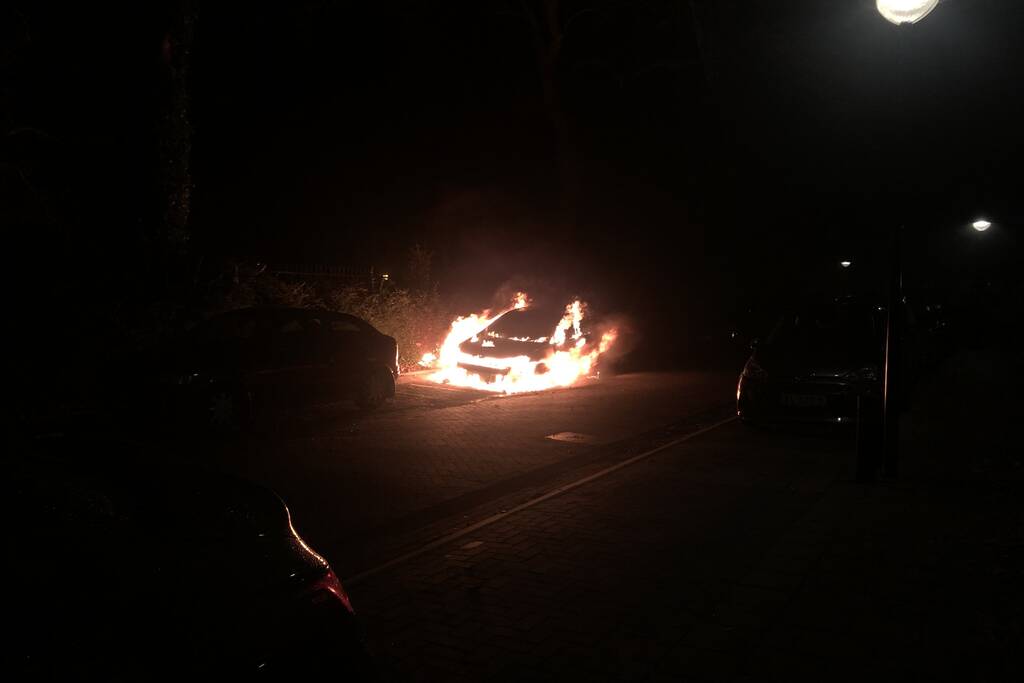 Geparkeerde auto brandt volledig uit