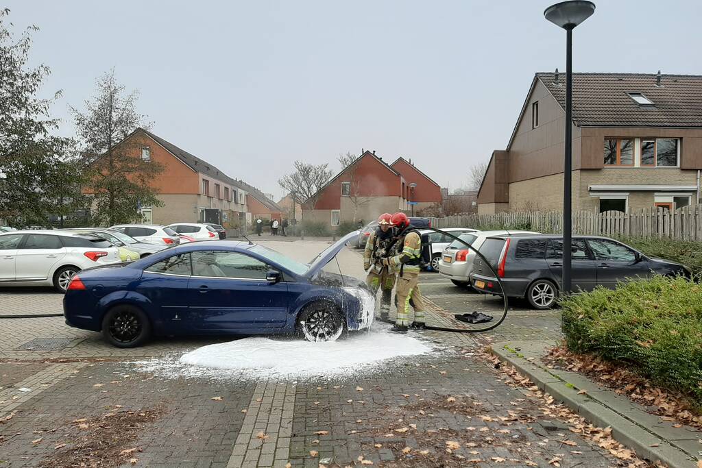 Auto met pech vliegt in brand