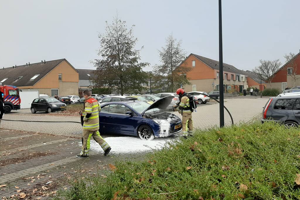 Auto met pech vliegt in brand