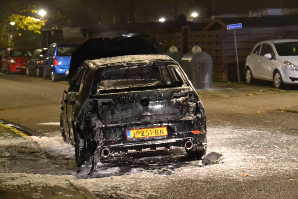 Geparkeerde auto brandt volledig uit