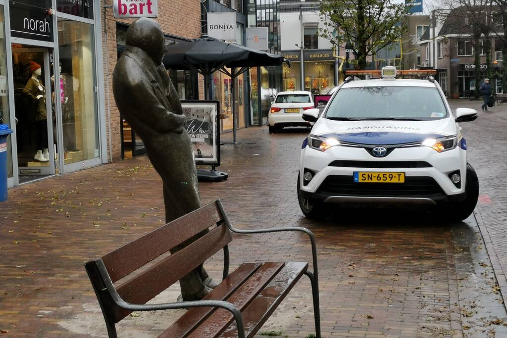 Bronzen beeld Herr Heinrich van sokkel gereden