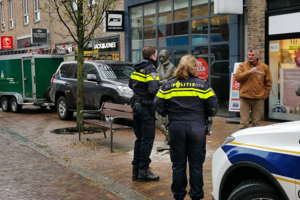 Bronzen beeld Herr Heinrich van sokkel gereden