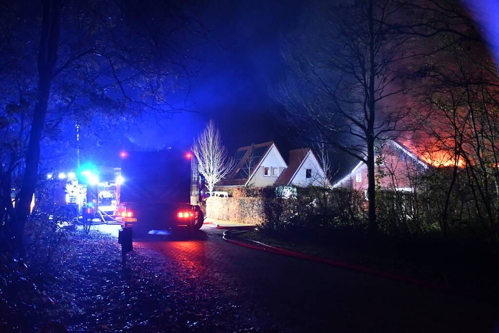Grote uitslaande brand in schuur