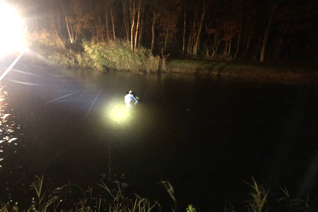 Auto vliegt uit de bocht belandt te water