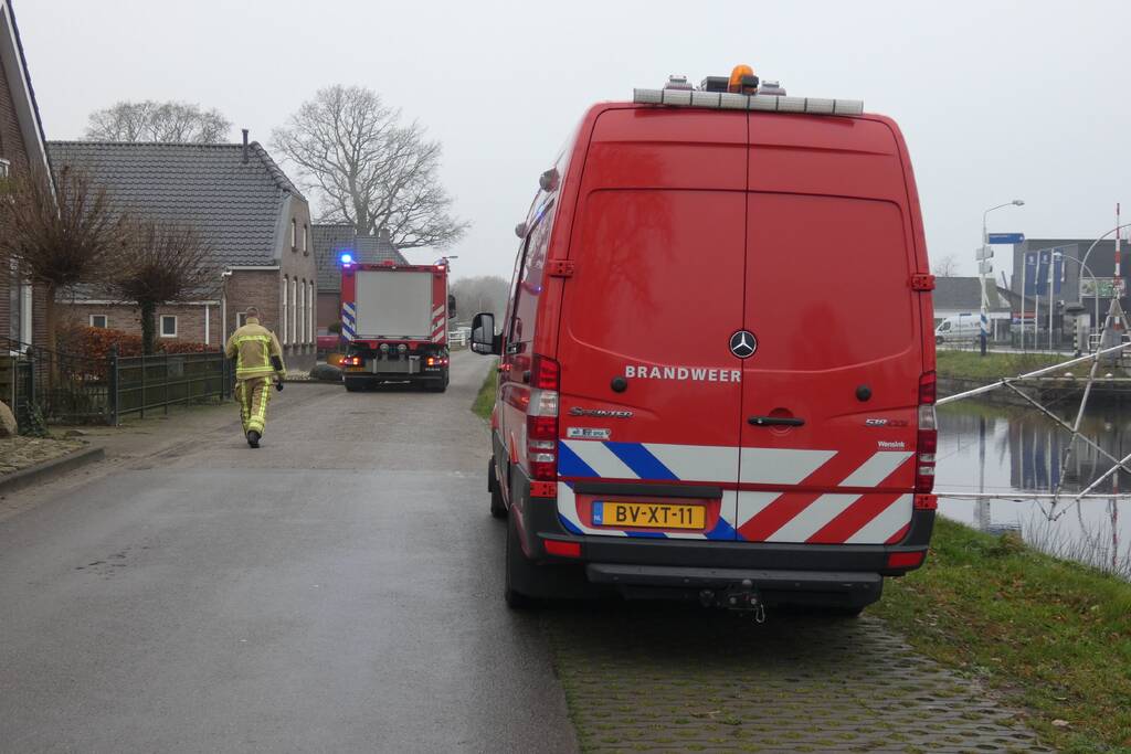 Brandweer blust brand in schoorsteen