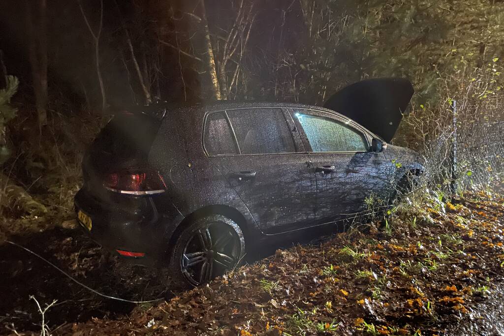 Bestuurder verliest macht over het stuur en rijdt in bosschage