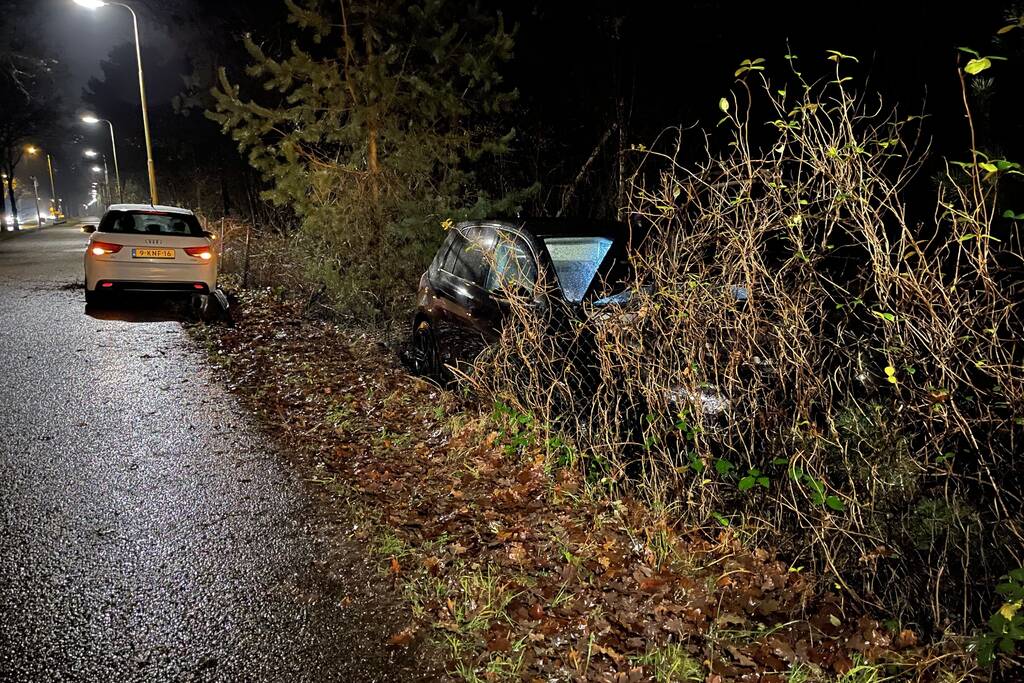 Bestuurder verliest macht over het stuur en rijdt in bosschage