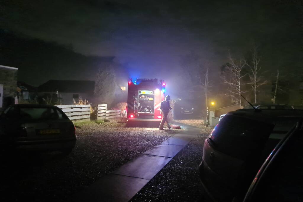 Flinke brand in houten chalet